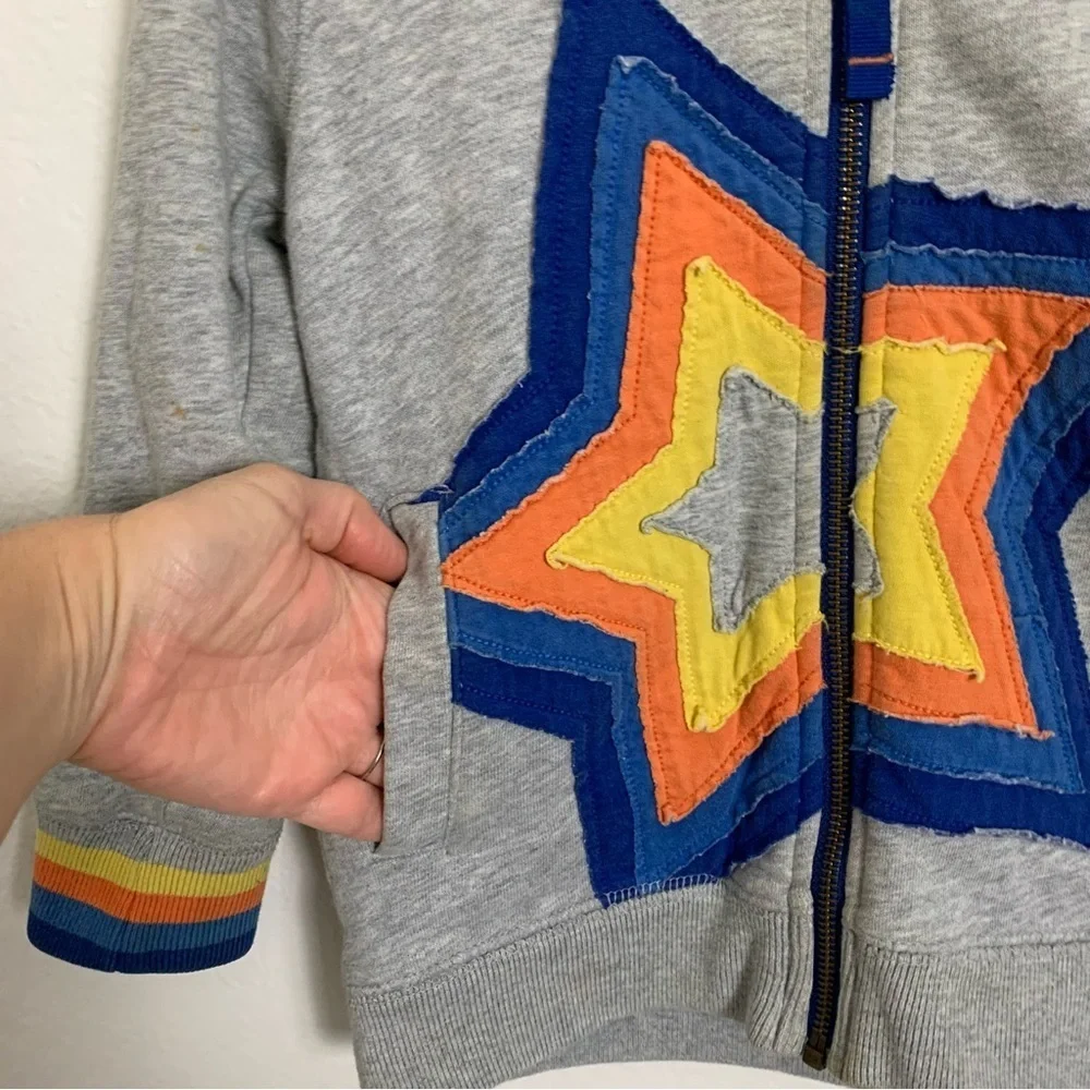 Mini Boden Star Hoodie Full Zip Sweatshirt Kids 3-4 years Colorful